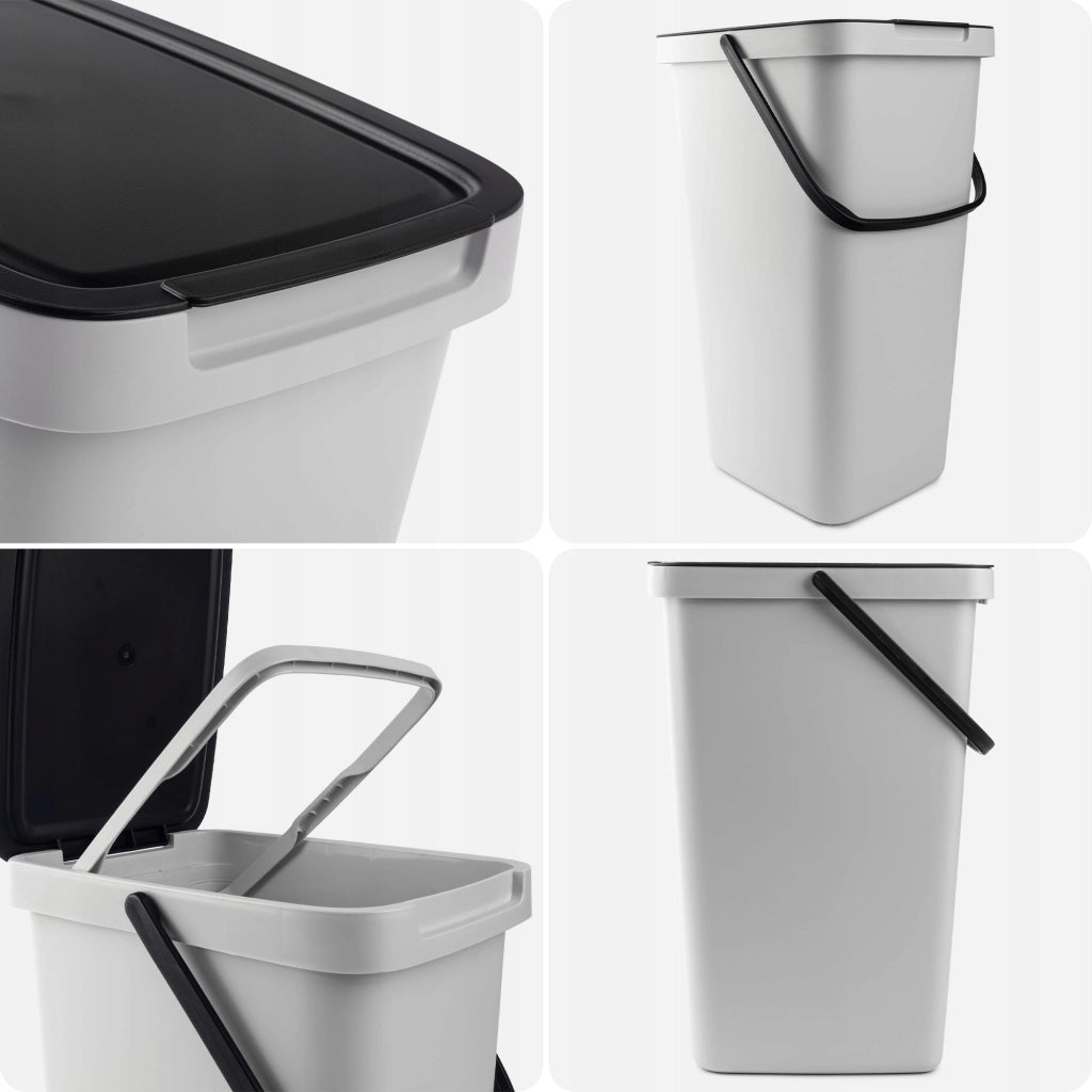 Cestino per rifiuti KADAX con coperchio, secchio per la raccolta differenziata da 20 litri.