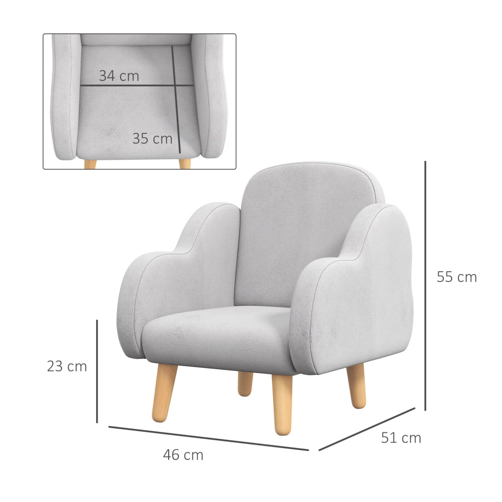 Poltrona per Bambini ¨C Minimal ¨C Grigio, Tessuto, 46x51x55cm