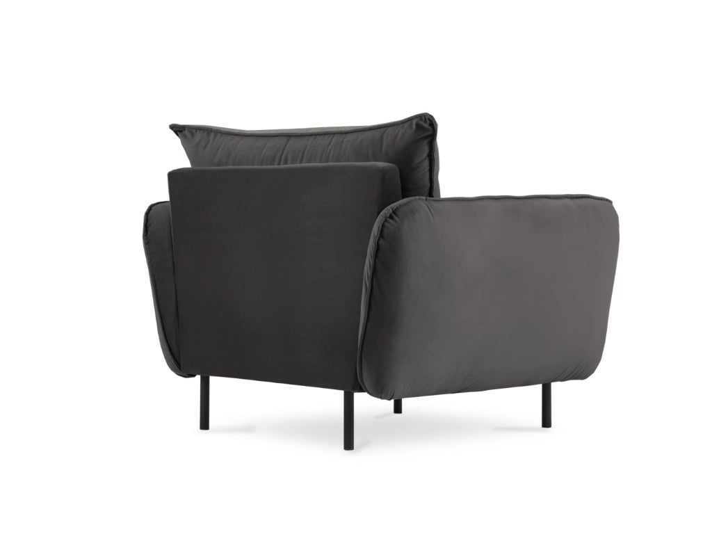 Cosmopolitan Design - Poltrona "Vienna" in velluto grigio scuro 