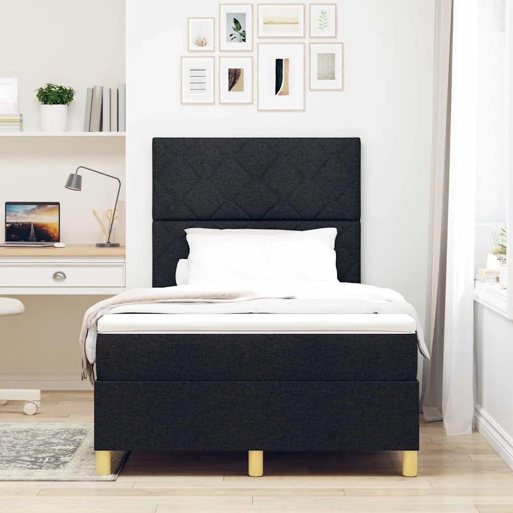 Letto a Sorgente LED con materasso Nero 120 x 200 cm Tessuto 3343168
