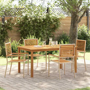 Set da Pranzo per Giardino 5 pcs Beige Legno di Acacia Massello