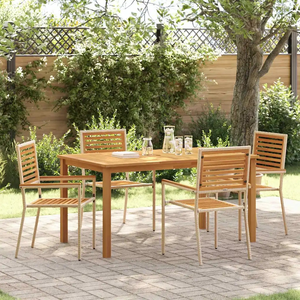 Set da Pranzo per Giardino 5 pcs Beige Legno di Acacia Massello
