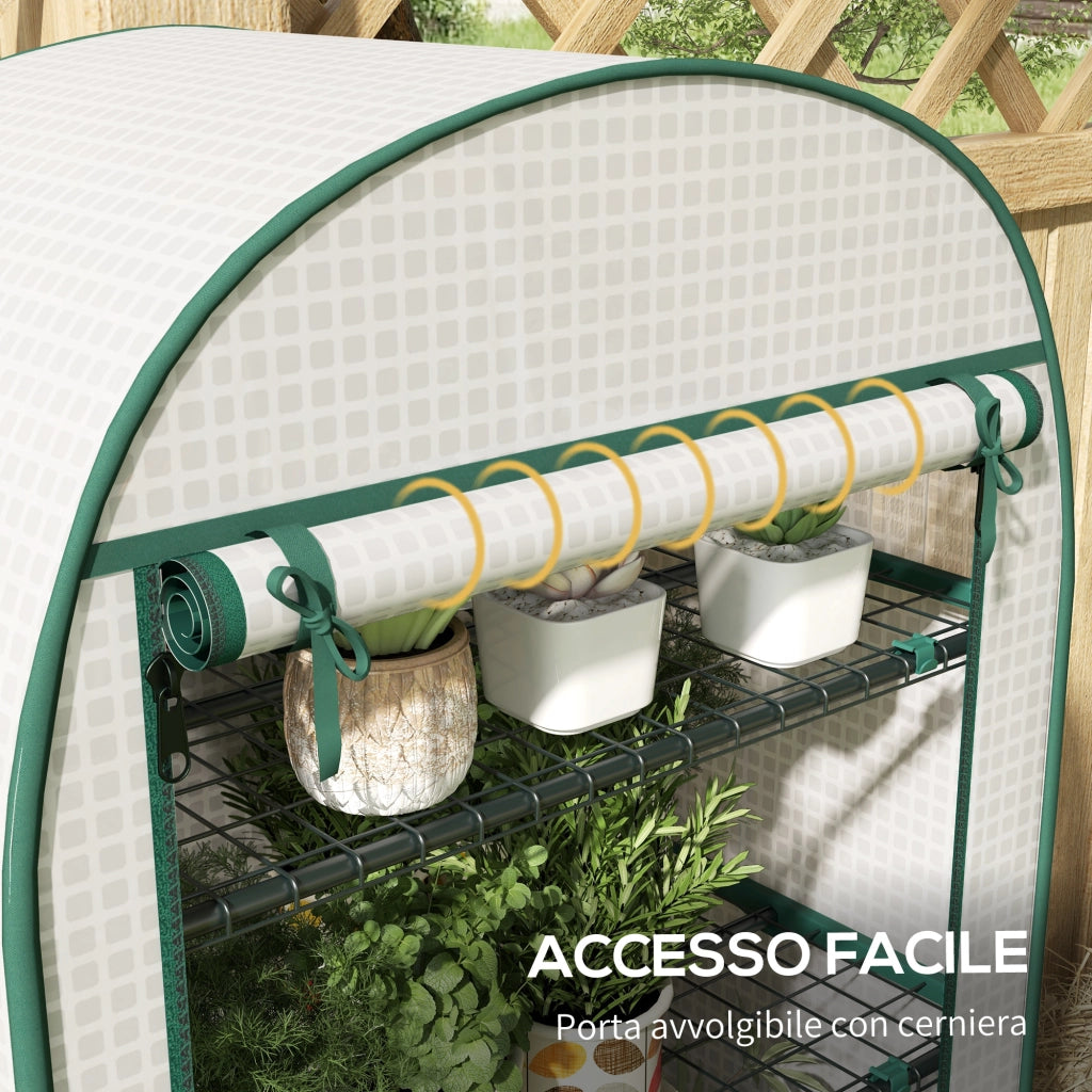 Serra Verticale da Giardino ¨C Xylo ¨C 4 Ripiani Metallo Bianco 80x50x160