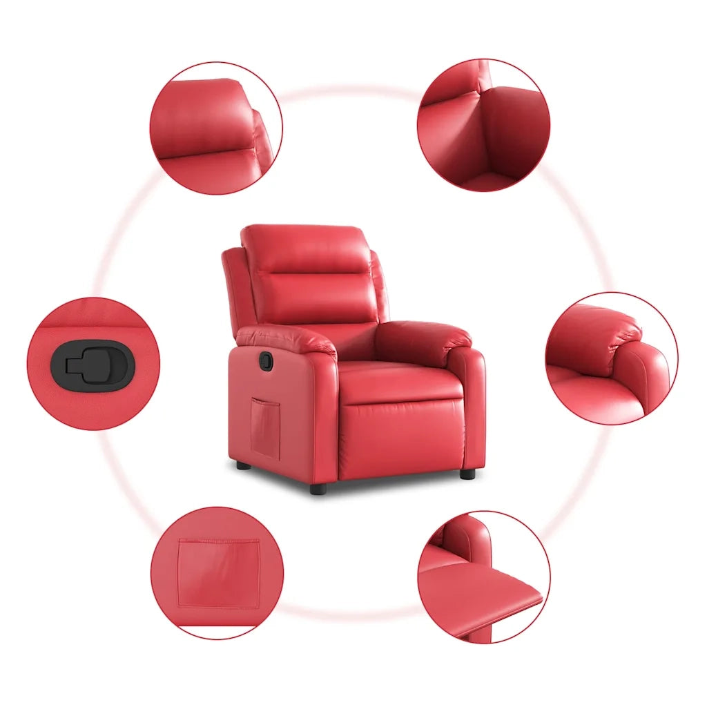 Poltrona Reclinabile Rossa in Similpelle 373491