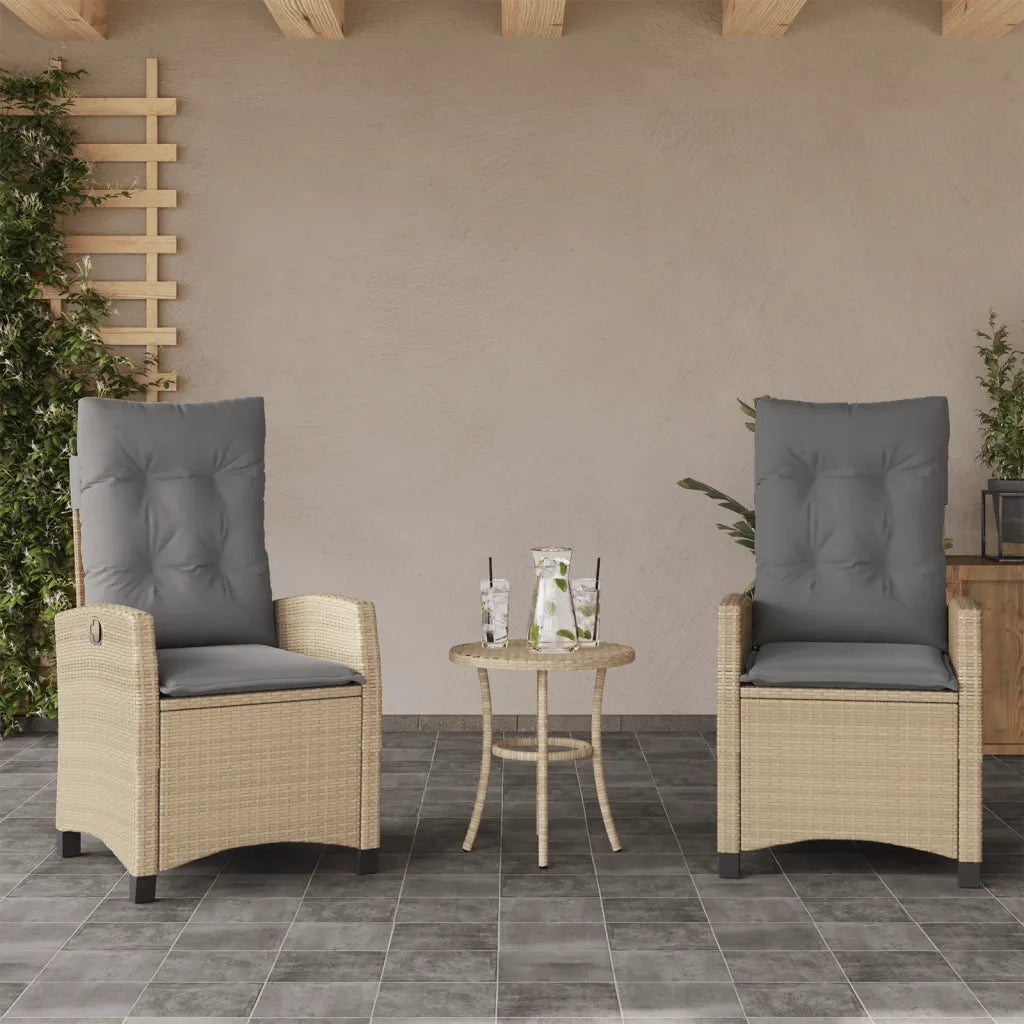 Set da Bistrò 3 pz con Cuscini Beige Misto in Polyrattan 365229