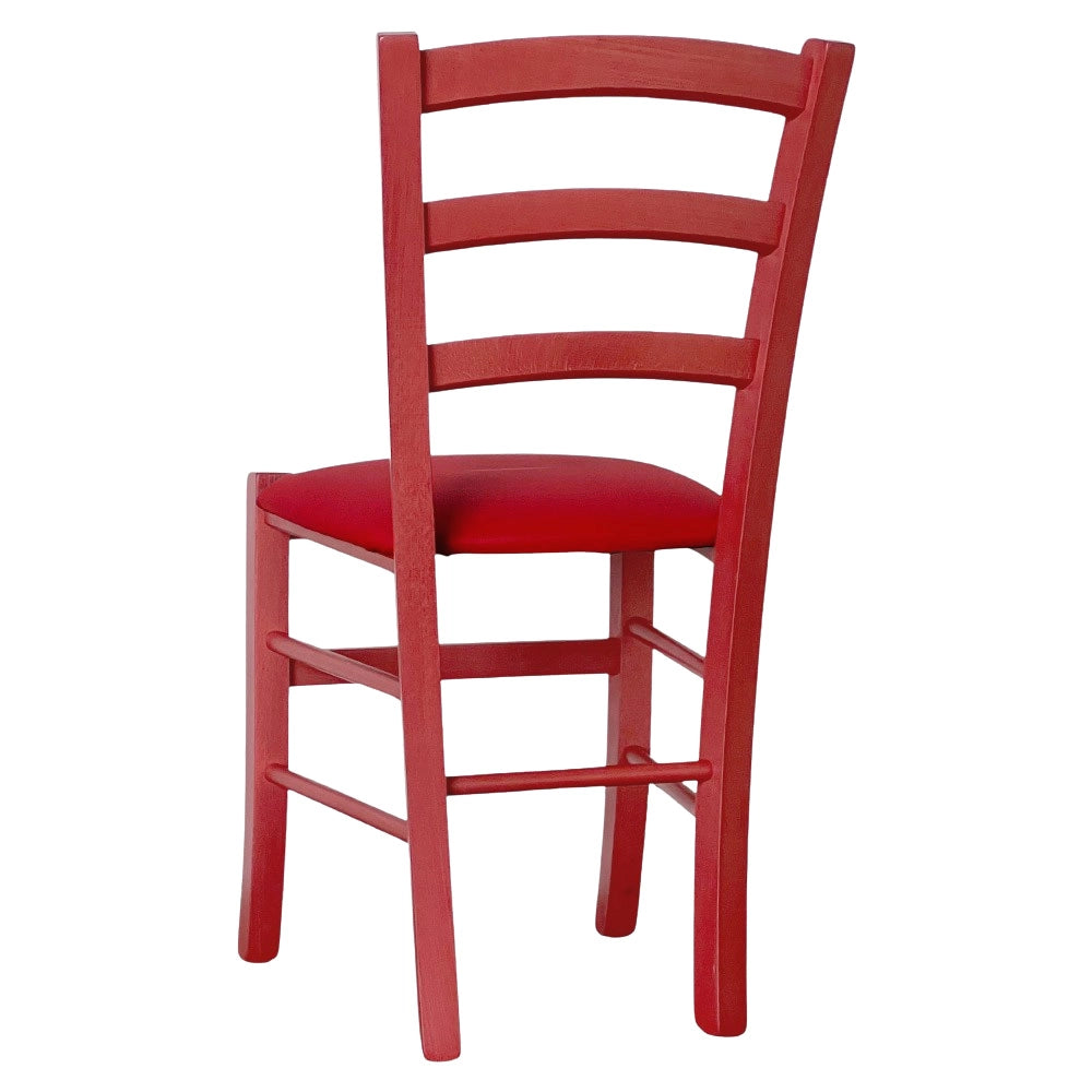 Sedie da sala da pranzo in legno Venezia rosse con seduta in similpelle rosso