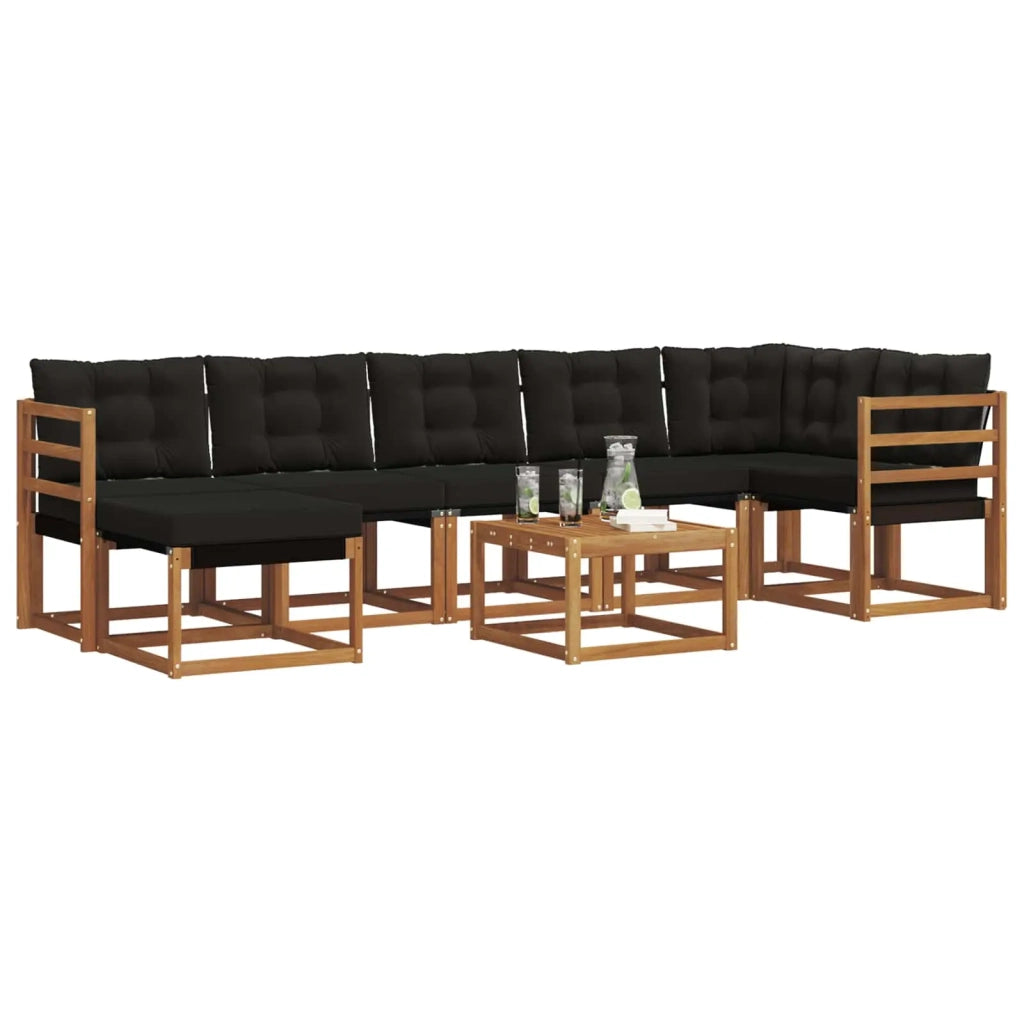 Set di divani da esterno con cuscino 8 pcs Naturale e Nero 3368895