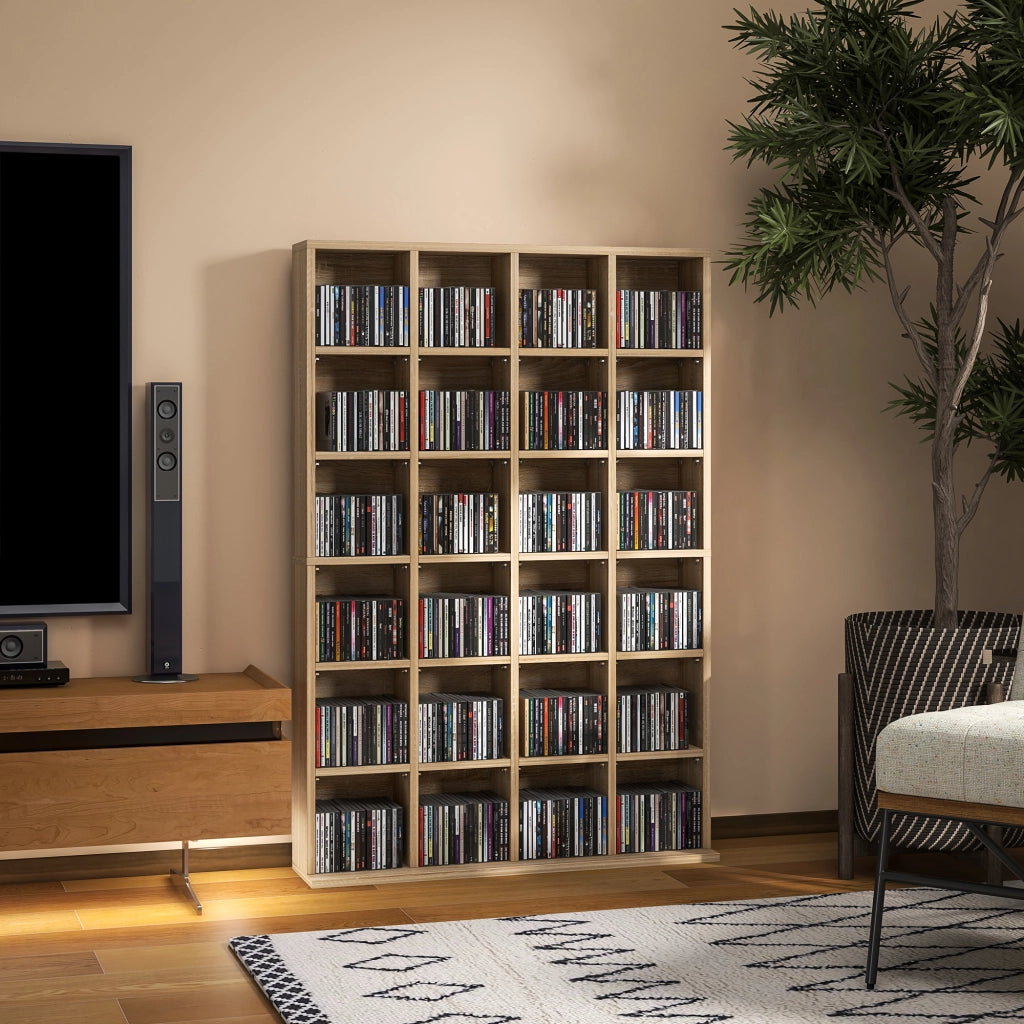 Mobile per CD e DVD con Ripiani Regolabili ¨C zephmum ¨C Legno 89x20x130.5 cm