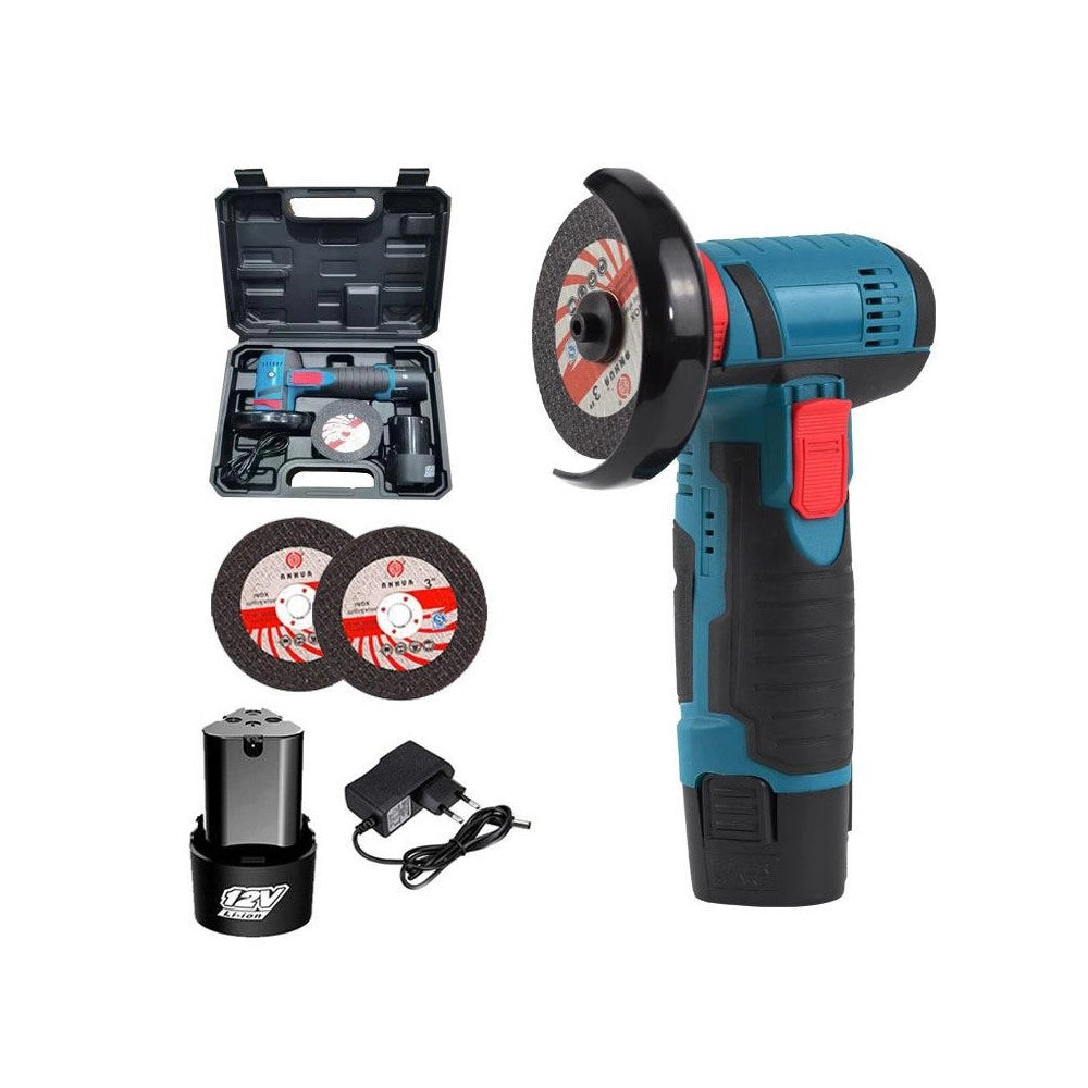 Trade Shop - Mini Flex Smerigliatrice A Doppia Batteria Litio 12v 1.5ah 76mm 19500rpm -