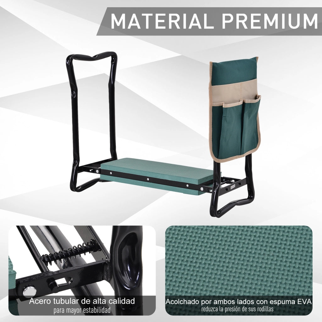 Sgabello da Giardino Pieghevole con Cuscino ¨C zephmum ¨C Verde Nero