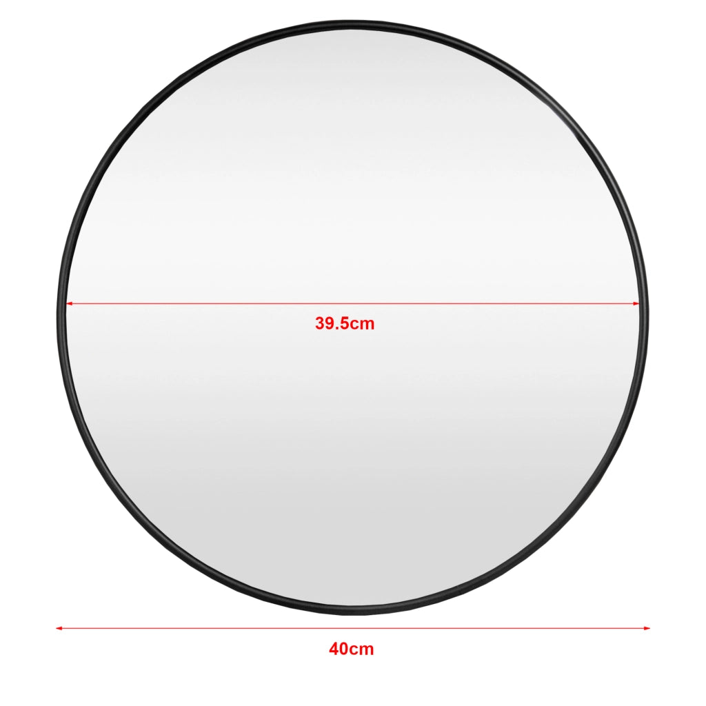 Specchio da Parete Ordona Rotondo Ø 40 cm Nero [en.casa]