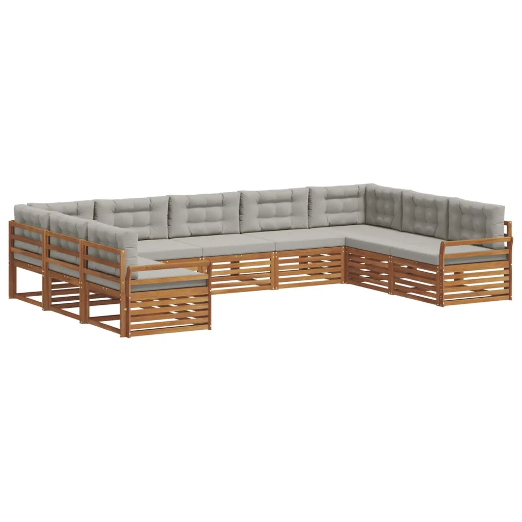 Set di divani da esterno 9 pcs Grigio Naturale e Chiaro 3374131
