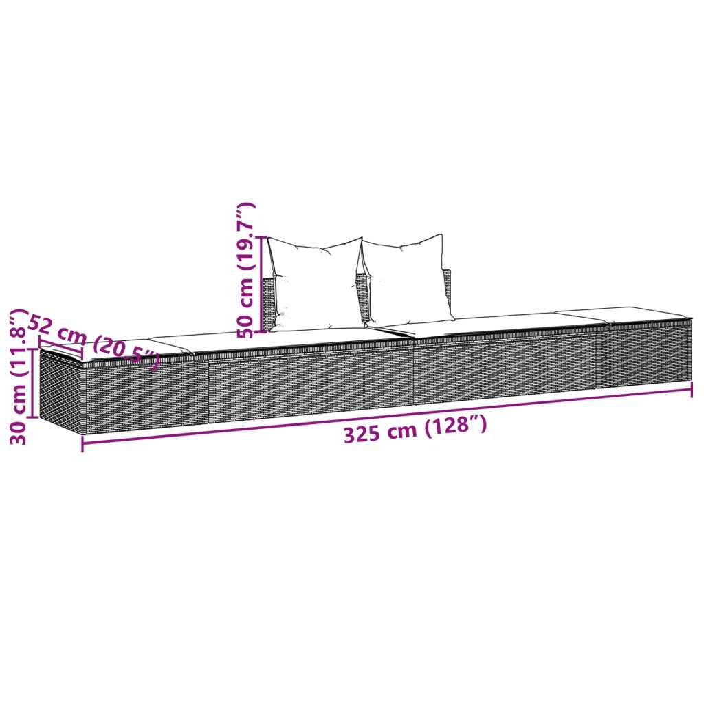 Lettino Prendisole Doppio con Cuscini Grigio Chiaro Polyrattan 368394