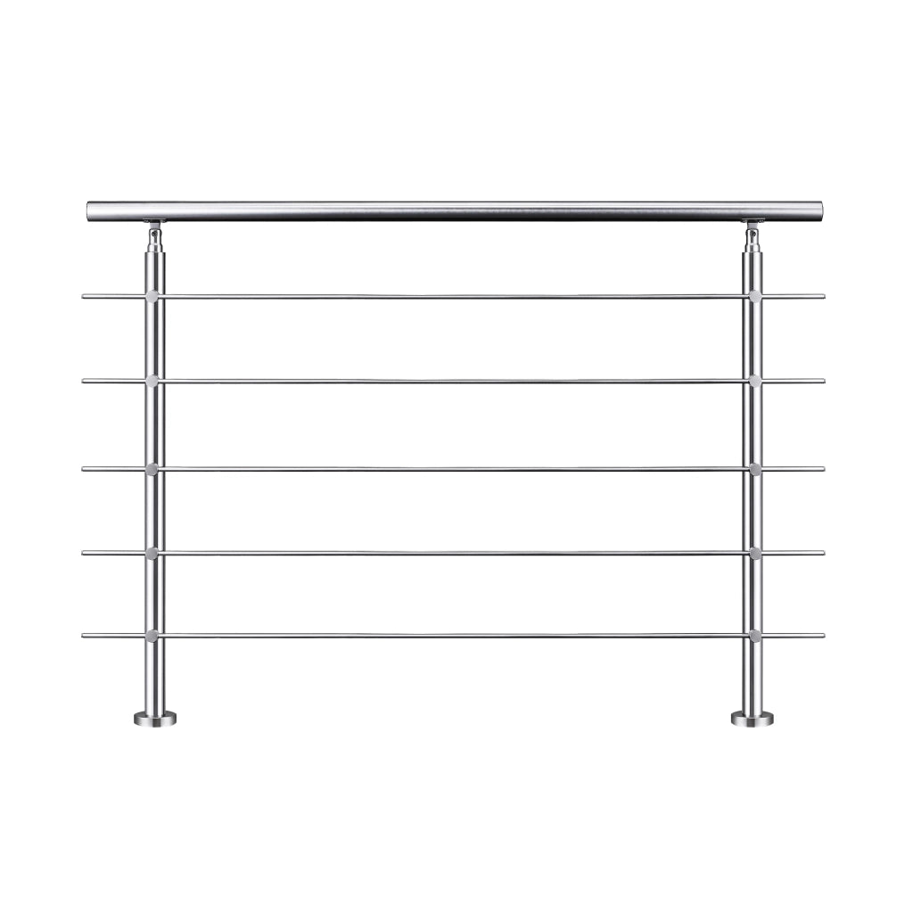Balaustra Corrimano Ringhiera in acciaio inox spazzolato 180x106cm per interni ed esterni 5 barre trasversali