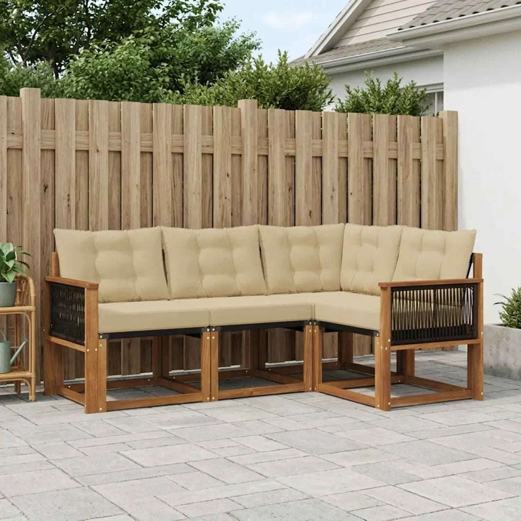 Set di divani da esterno con cuscino 4 pcs Naturale e Beige 3381921