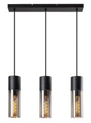 Lampada a sospensione Rabalux Ronno 3xE27 nera fumé