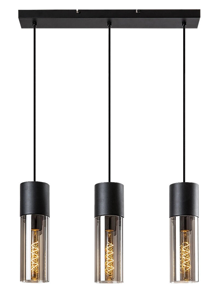 Lampada a sospensione Rabalux Ronno 3xE27 nera fumé