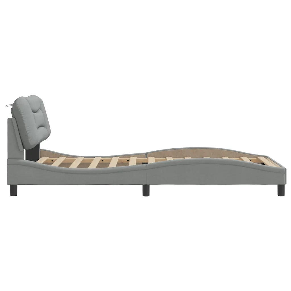 Letto singolo | Letto per adulti | Giroletto senza Materasso Hvar Grigio Chiaro 100x200 cm Tessuto