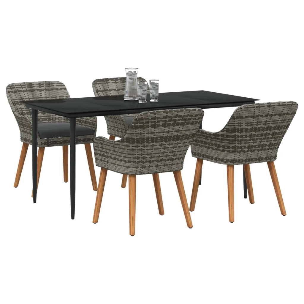 Set da Pranzo per Giardino con cuscino 5 pcs Grigio polyrattan 3261680