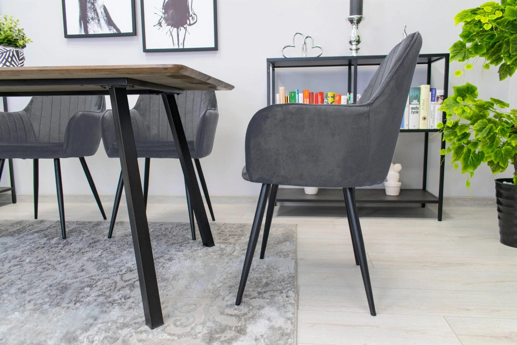 Sedia VALORA LUGO - Velluto grigio scuro con gambe nere x2