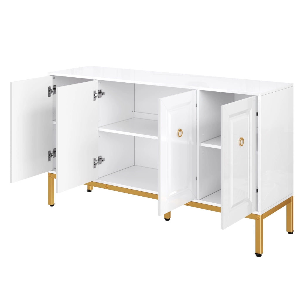 Credenza lucida - Zephmum - 140¡Á80¡Á40cm - Maniglie e gambe dorate