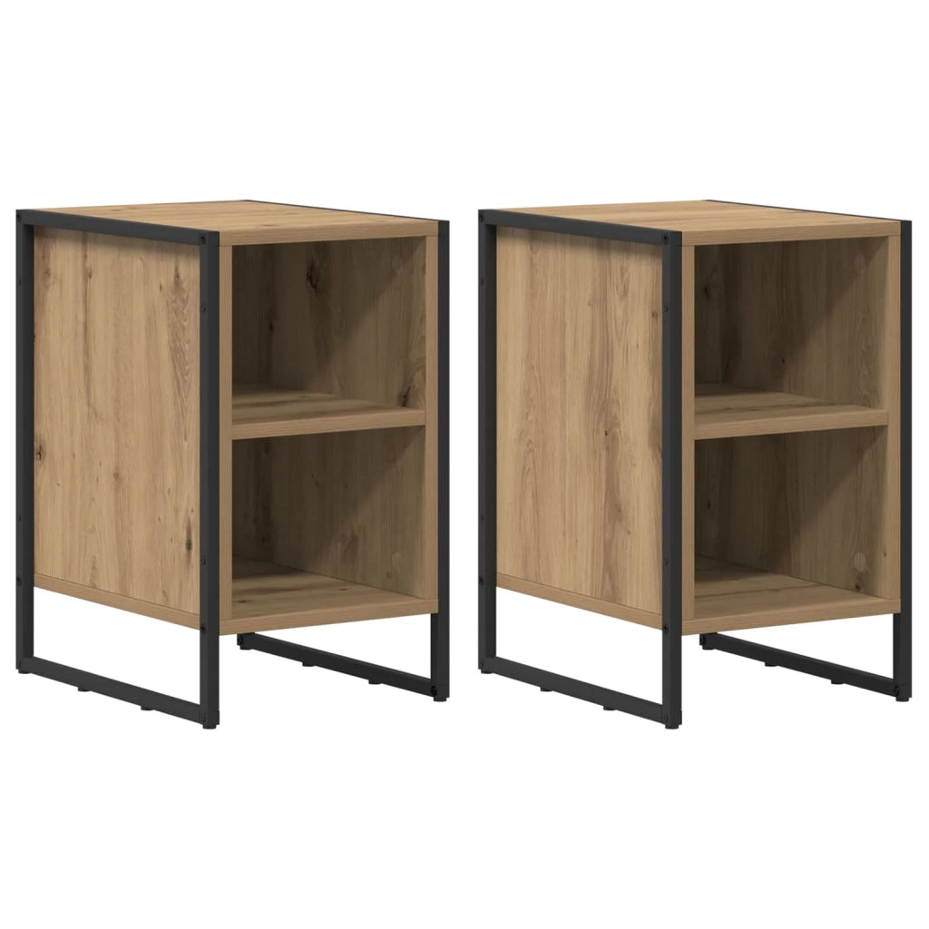 Set di 2 Comodini | Armadio da Notte | Mobiletto da notte Rovere Artigianale 39.5 x 30 x 50 cm
