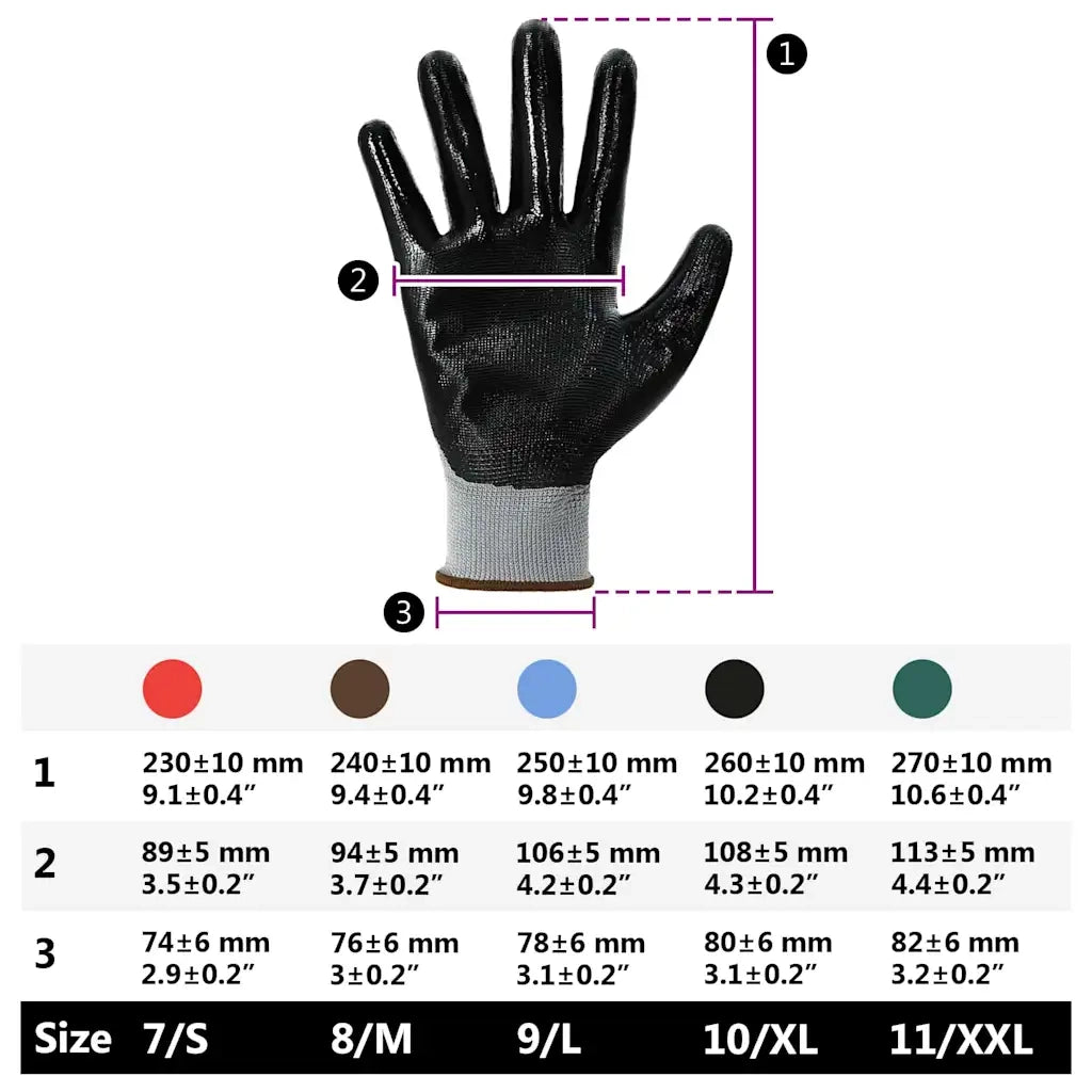 Guanti da Lavoro 12 pz Grigio e Nero 8 / m Poliestere CFW9683084