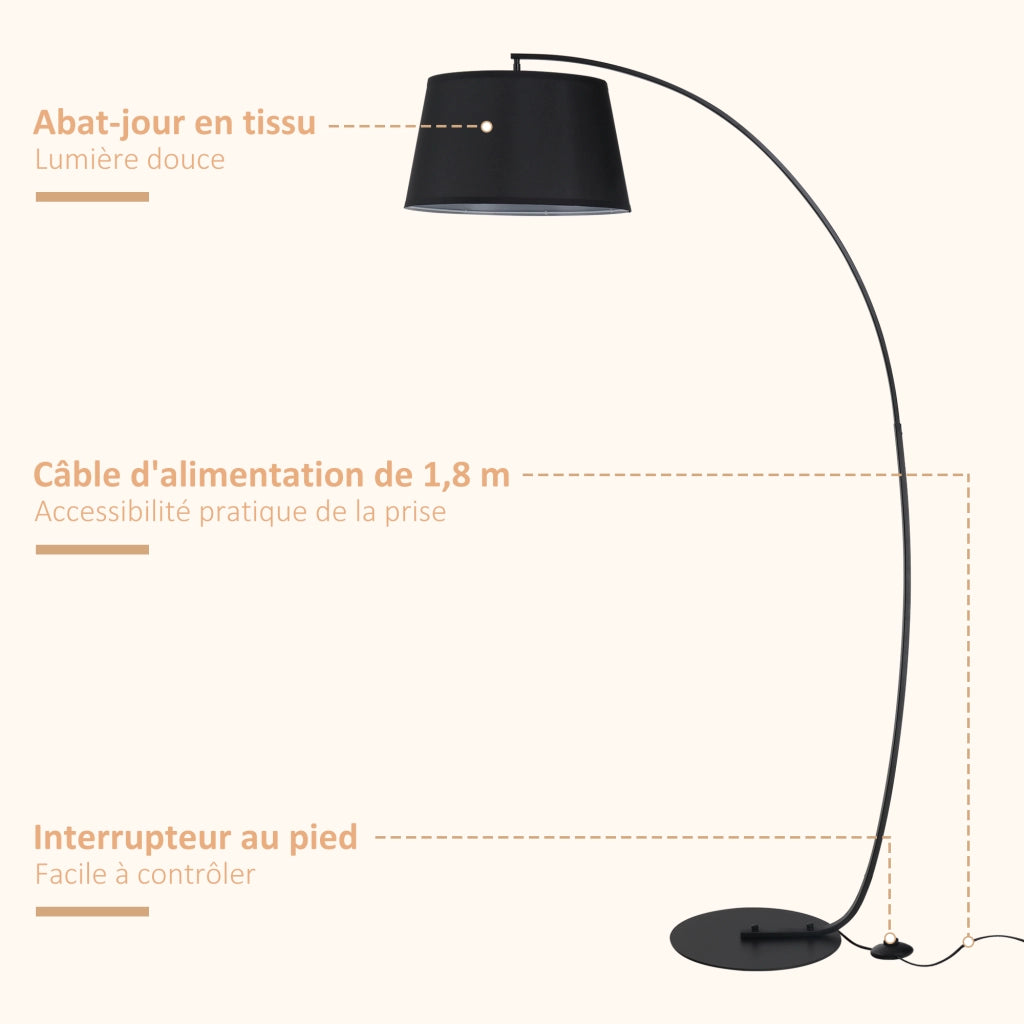 Lampada da terra ad arco ¨C zephmum ¨C metallo lin nero