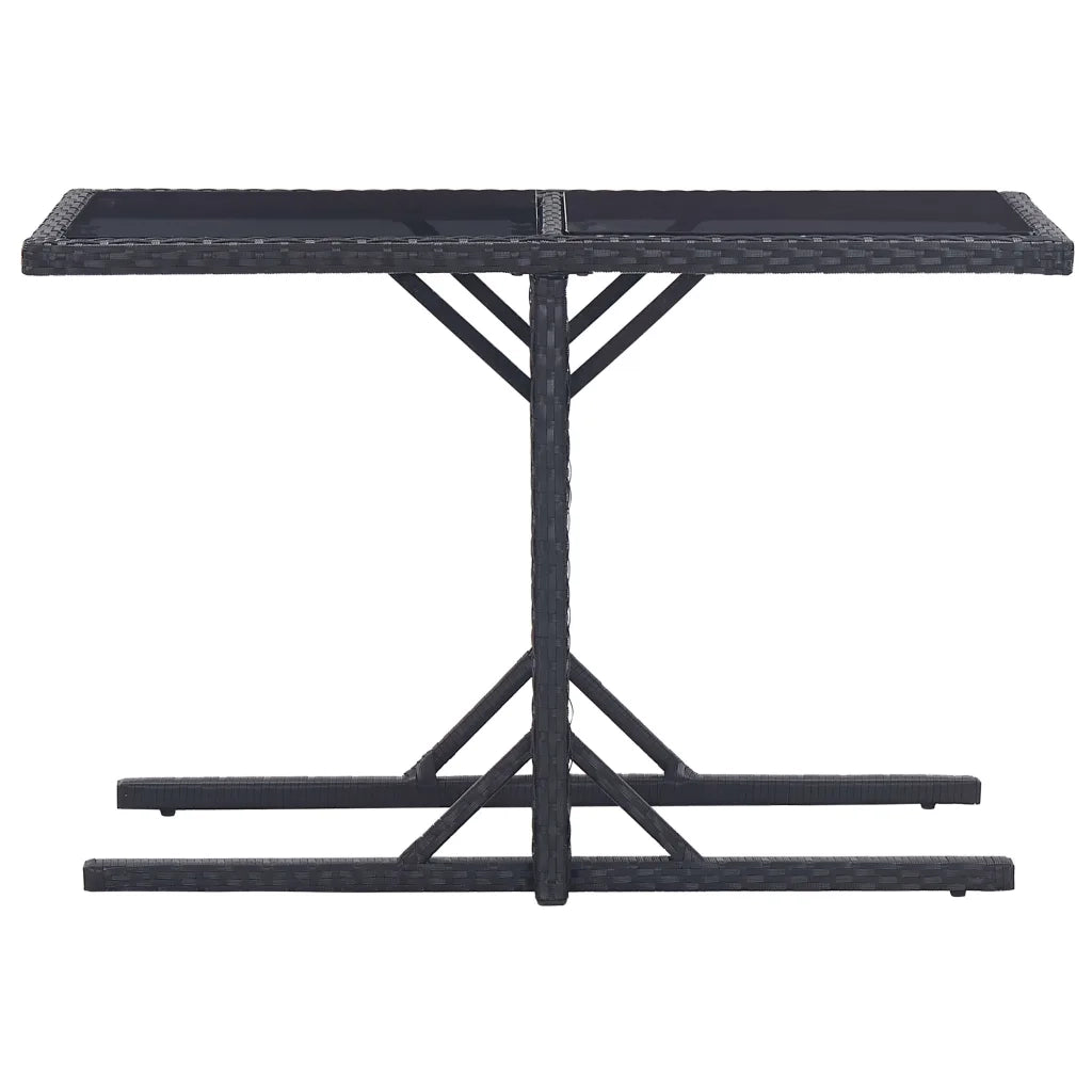 Tavolo da Giardino Nero 110x53x72 cm in Vetro e Polyrattan 46452