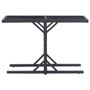 Tavolo da Giardino Nero 110x53x72 cm in Vetro e Polyrattan 46452