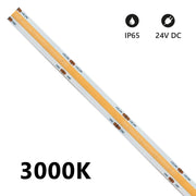 Striscia led 5m COB IP65 monocolore da 15W/MT 24V - 3000K