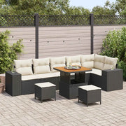 Set Divano da Giardino con cuscino 9 pcs Nero polyrattan 3362020
