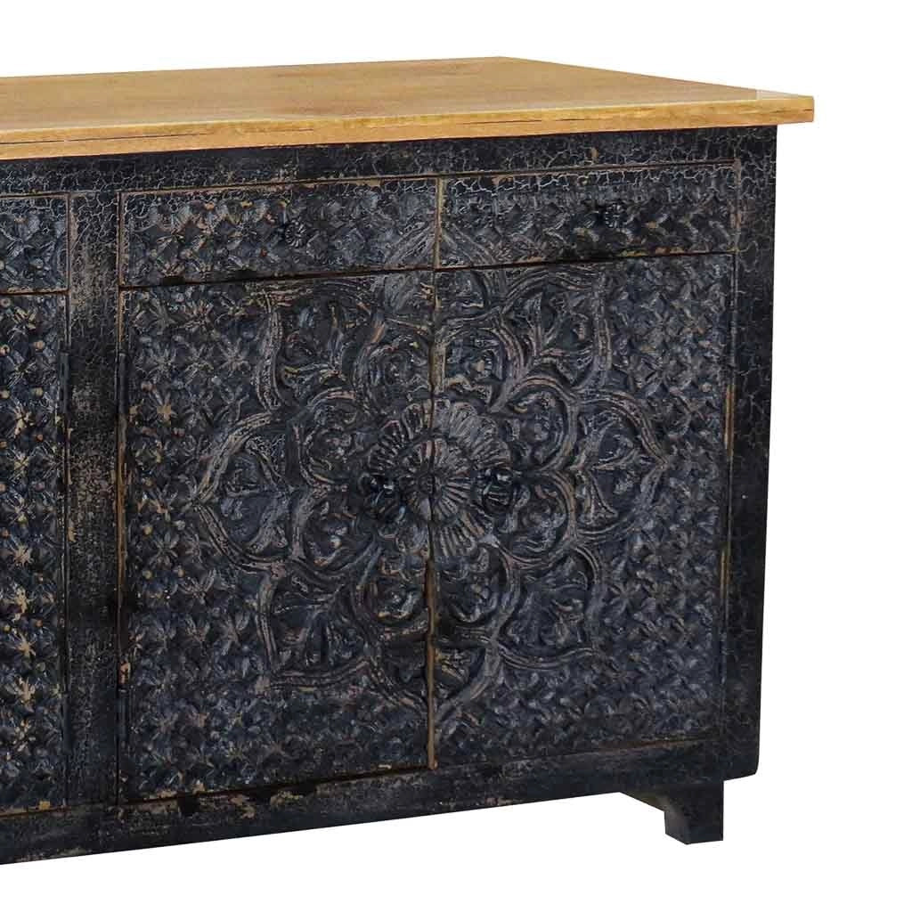 Credenza in legno nero 183x42x92