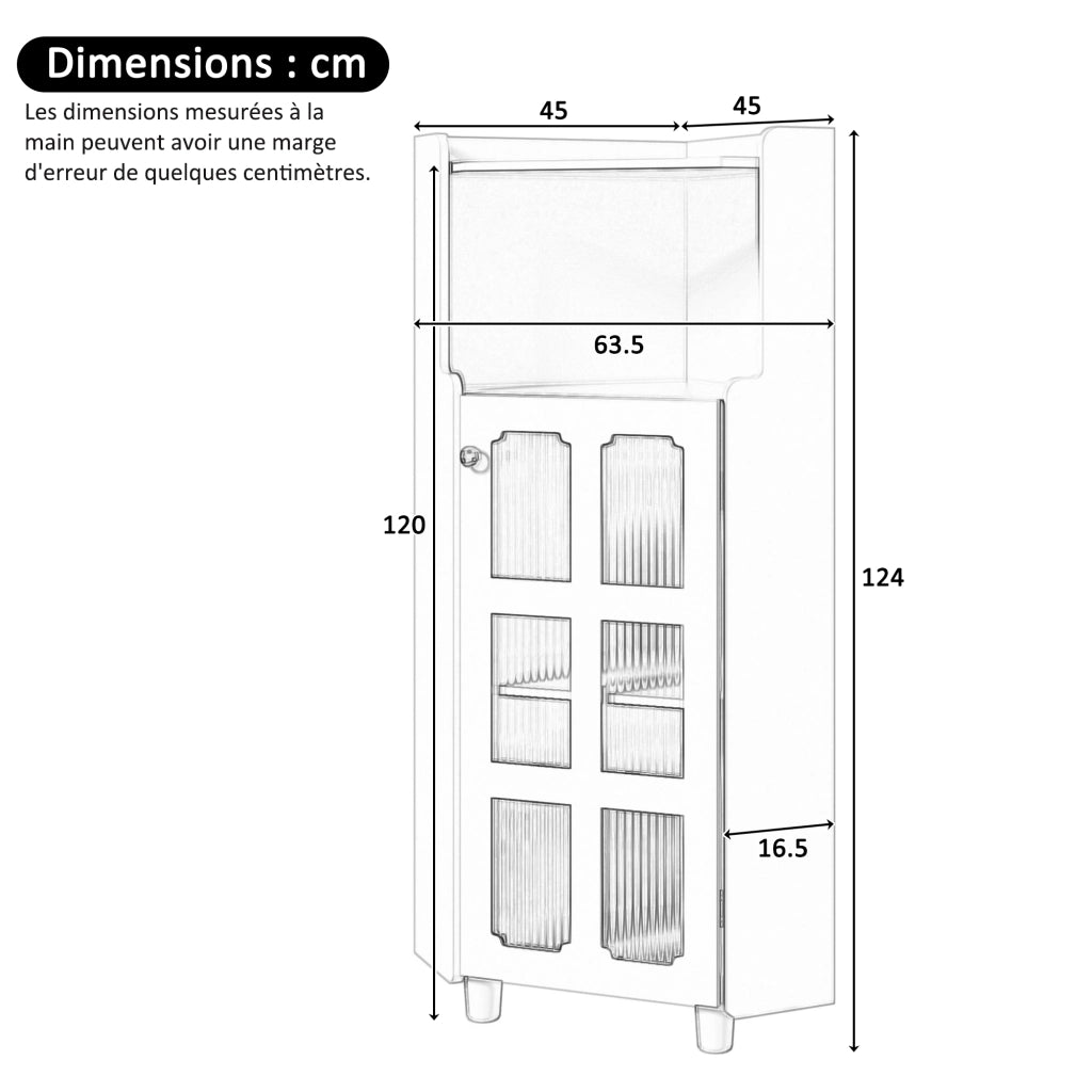 ARMADIO ANGOLO LED 63,5x124 cm Bianco in MDF