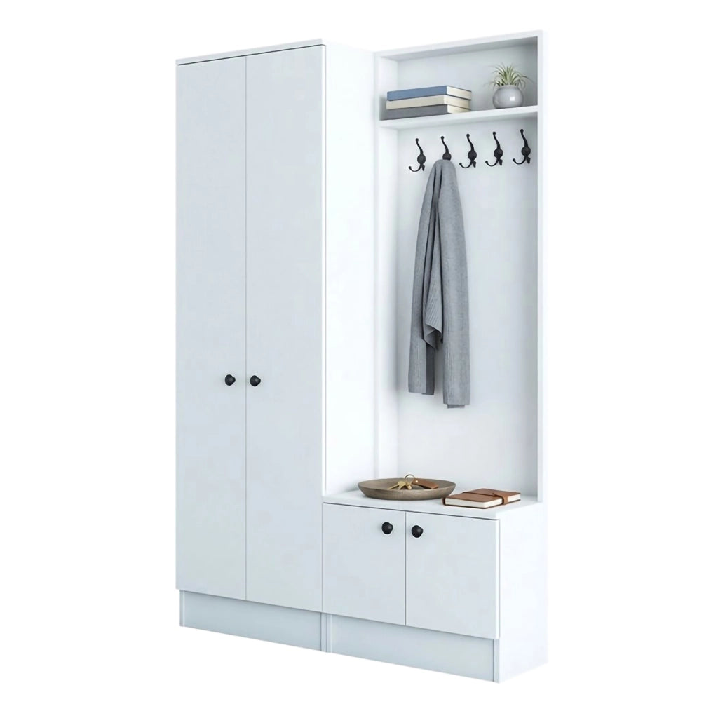 Grue, Mobile da Ingresso 3 Ripiani, 120x37x183h cm Bianco