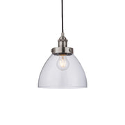 Lampada a sospensione vintage vetro argento spazzolato E27 Endon