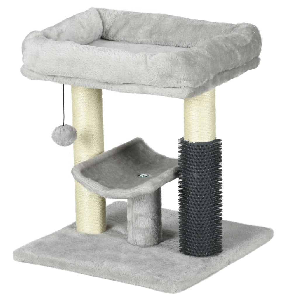 Albero per Gatti con Cuscino e Poste Graffiatoio ¨C zephmum ¨C Grigio 40x40x48 cm