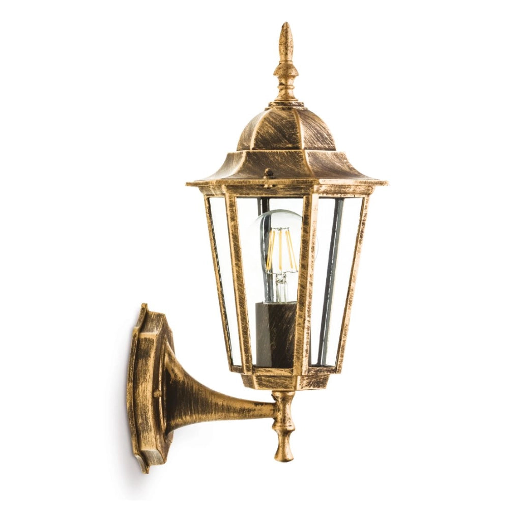 Applique esterna retro verso l’alto oro E27 IP54 Kobi