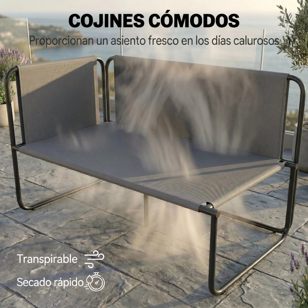 Set Giardino 4 Pezzi con 2 Divani 2 Posti e 2 Tavolini ¨C Minimal ¨C Tessuto Caqui