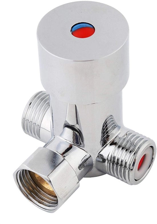 Valvola di miscela automatica - Termovalvola - Acqua calda/fredda - Coperchio in ottone - 20m3/h - Regolatore di temperatura - Valvola di miscela termoregolata