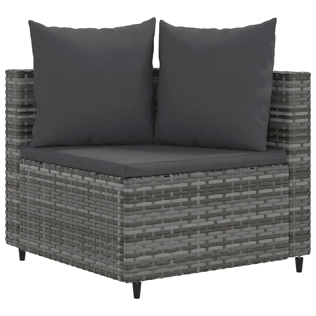 Set Divano da Giardino 10 pz con Cuscini Grigio in Polyrattan