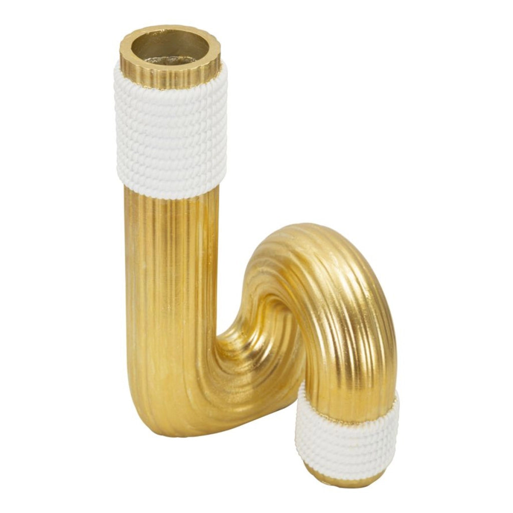 Vaso Bann Big bianco e oro in resina 14,5x25 cm