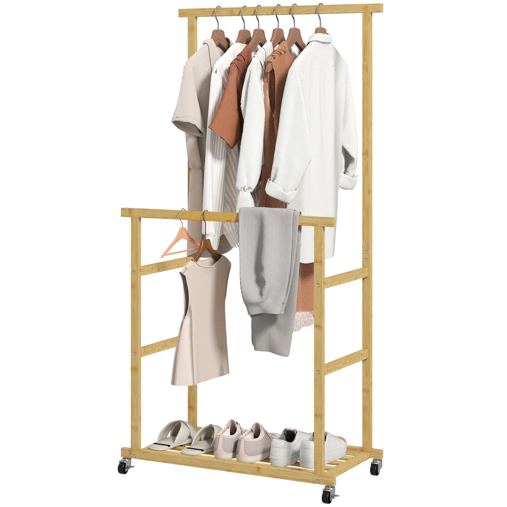 Appendiabiti con ruote e scarpiera in bamb¨´ ¨C zephmum ¨C 80x40x160 cm