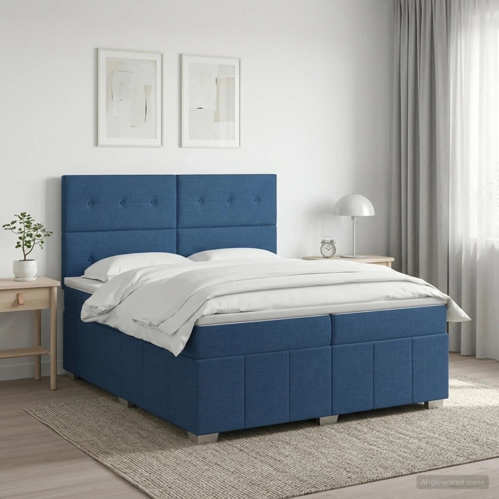 Letto box spring con materasso Blu 200 x 200 cm Tessuto 3454224