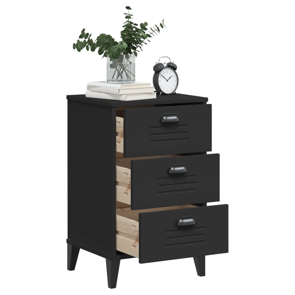 Comodino VIKEN Nero in Legno Multistrato 374912