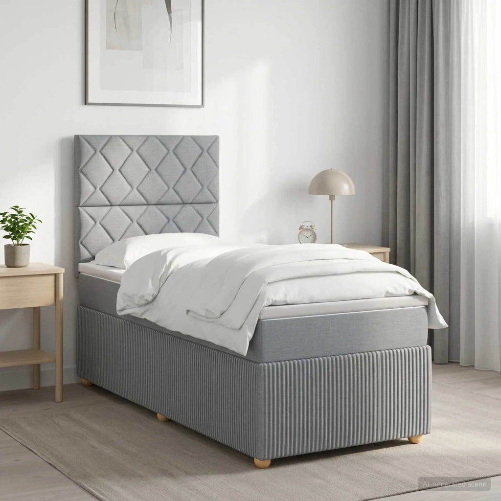 Letto box spring con materasso Grigio Chiaro 100 x 200 cm 3454333