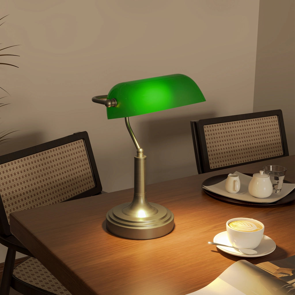 Lampada da Scrivania con Interruttore a Levetta e Paralume Regolabile ¨C Minimal ¨C Verde