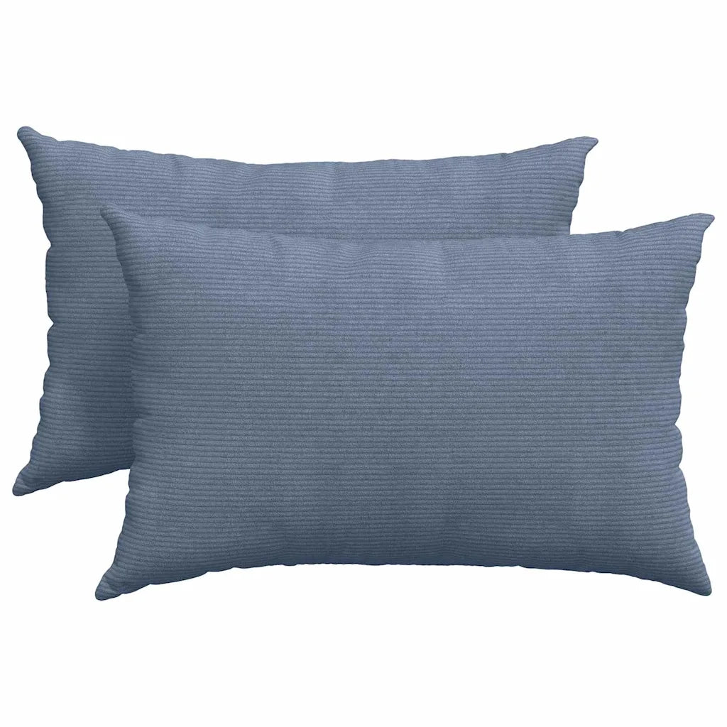 Cuscini da Divano 2 pz-Set di 2 Cuscini per Sofa Blu 60 x 40 cm Tessuto in Cords 332557