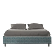 Letto Matrimoniale 160x210 cm con Rete e Contenitore Giroletto con Alzata Comoda Imbottito in Tessuto Aragona Azelia Blu