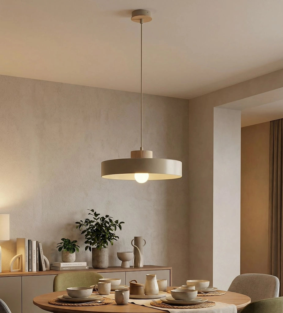 Lampada sospesa KIVI Japandi beige, legno, 1xE27